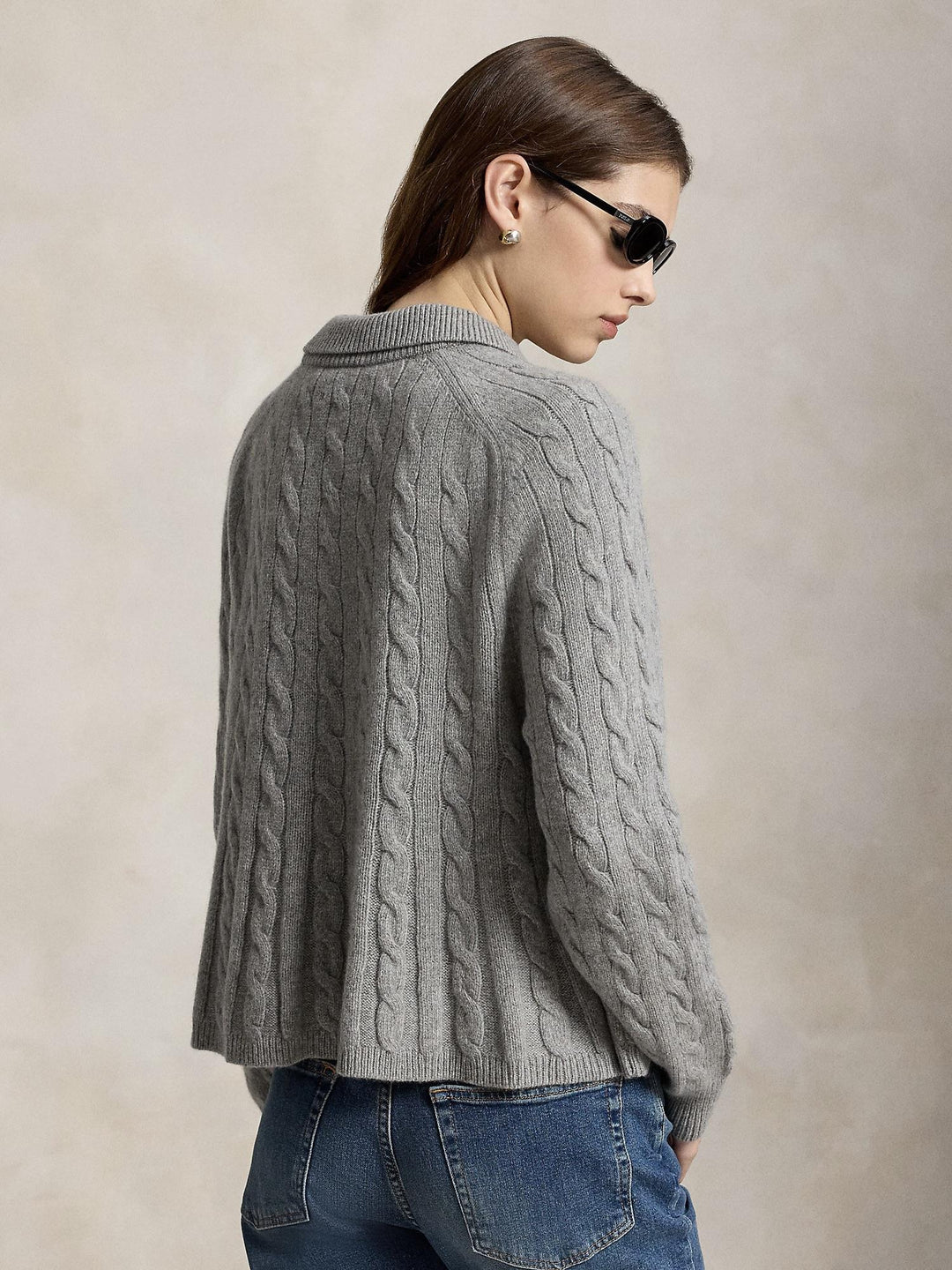 Cable Wool Cashmere Peplum Sweater