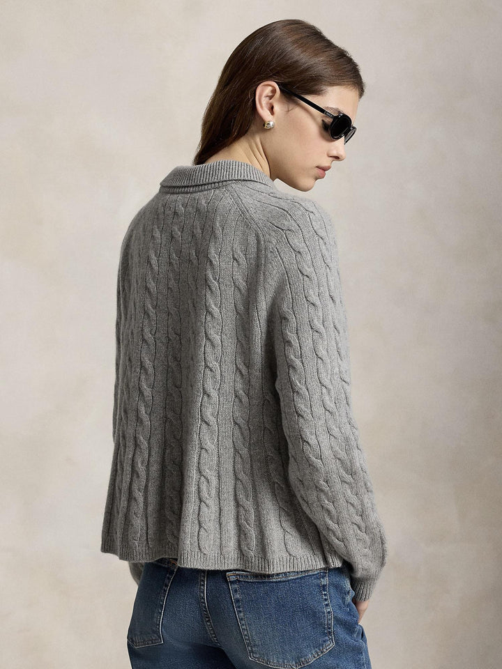 Cable Wool Cashmere Peplum Sweater