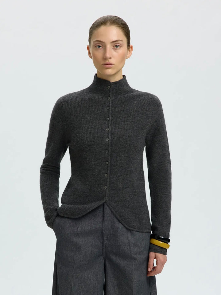 SLWPETRA LS KNIT HIGH NECK CARDIGAN