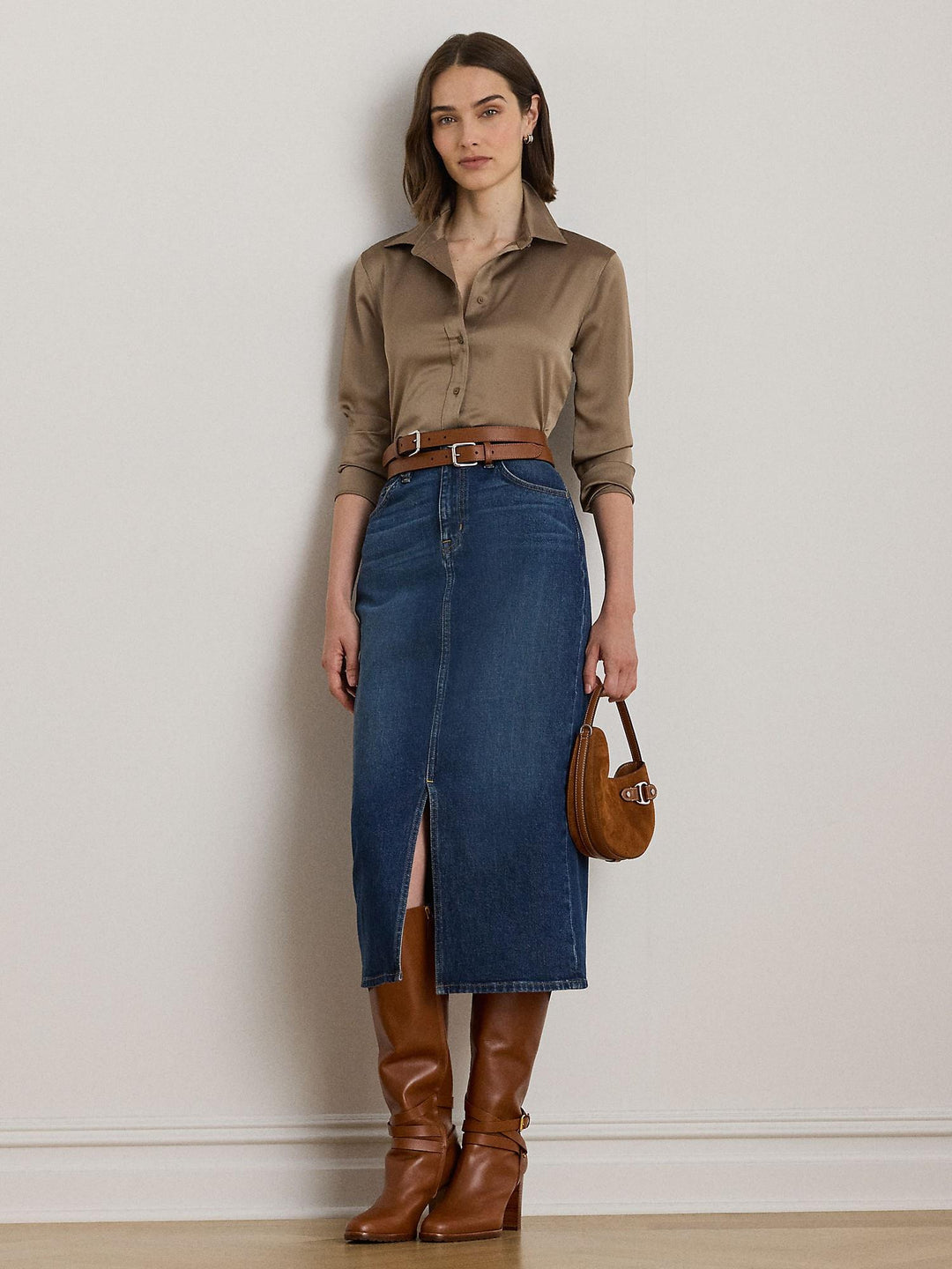 Classic fit satin shirt