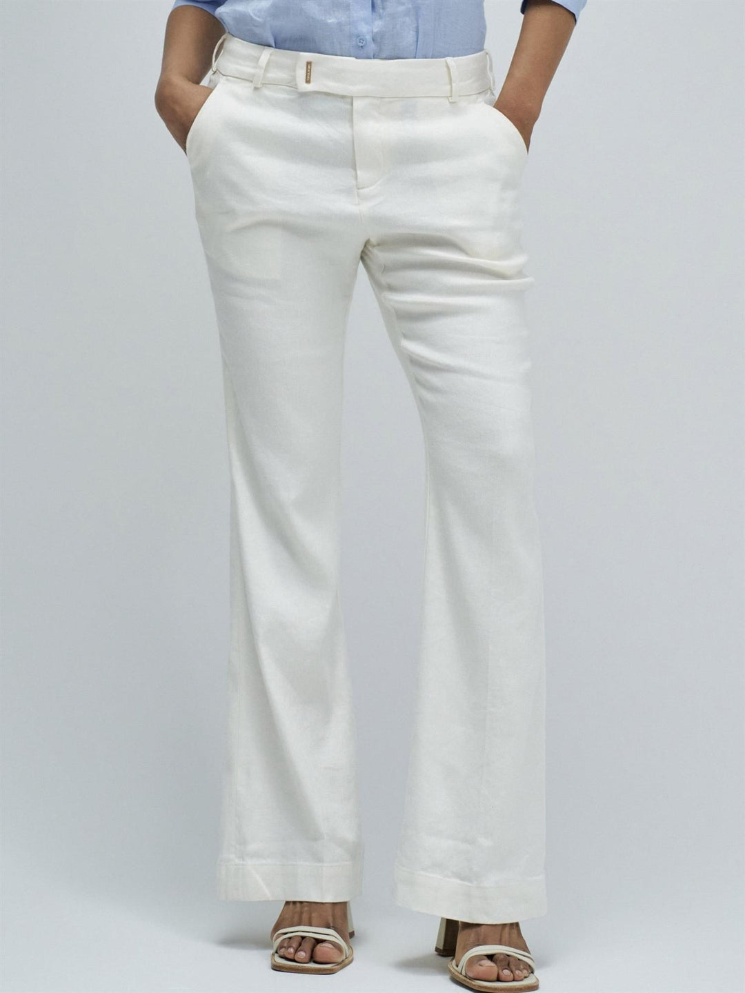 Chino flare linen trousers