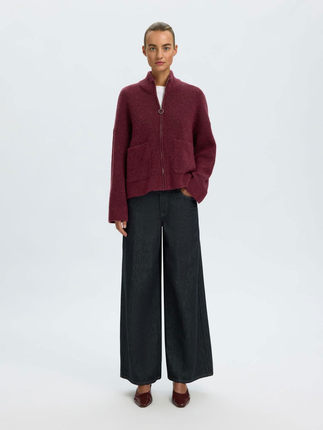 Slwsia Ras Ls Knit Zipper Cardigan