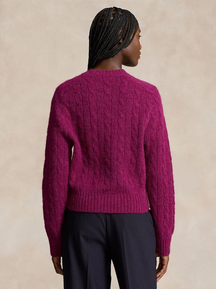 Cable knit wool neck sweater