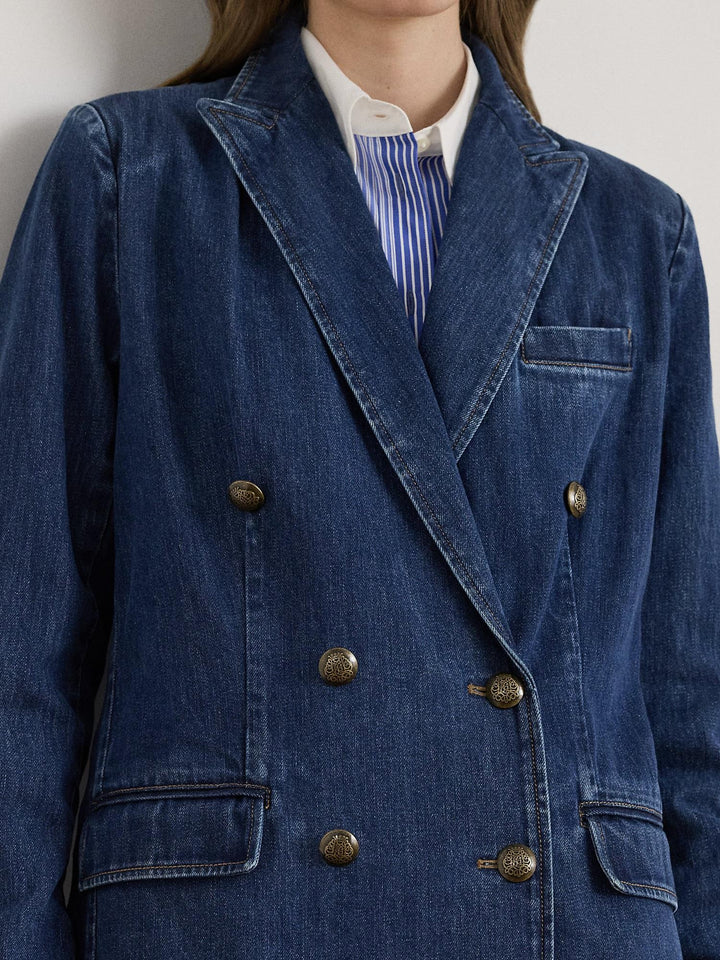 Double breasted denim blazer