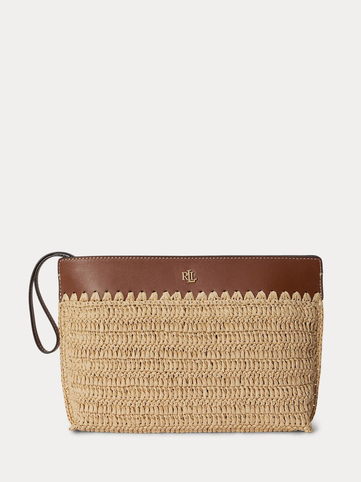 Crocheted straw pouch