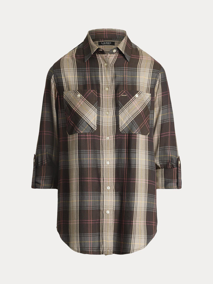 Relaxed fit plaid shirt