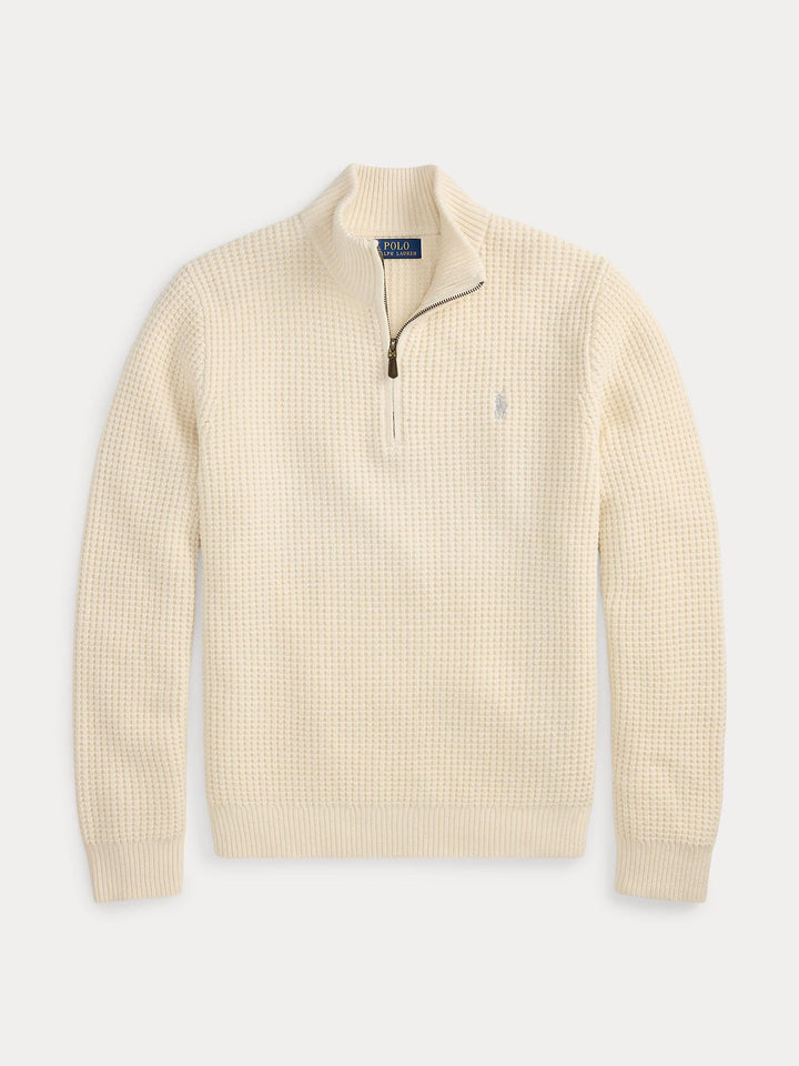 Waffle Knit Wool-Cotton Sweater