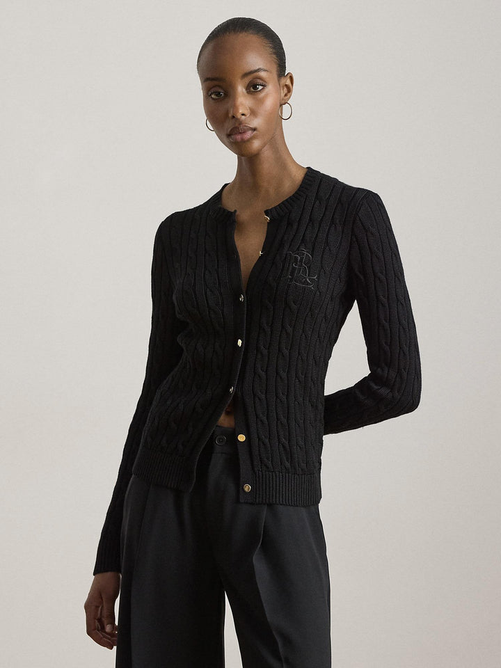 Cable knit cotton cardigan