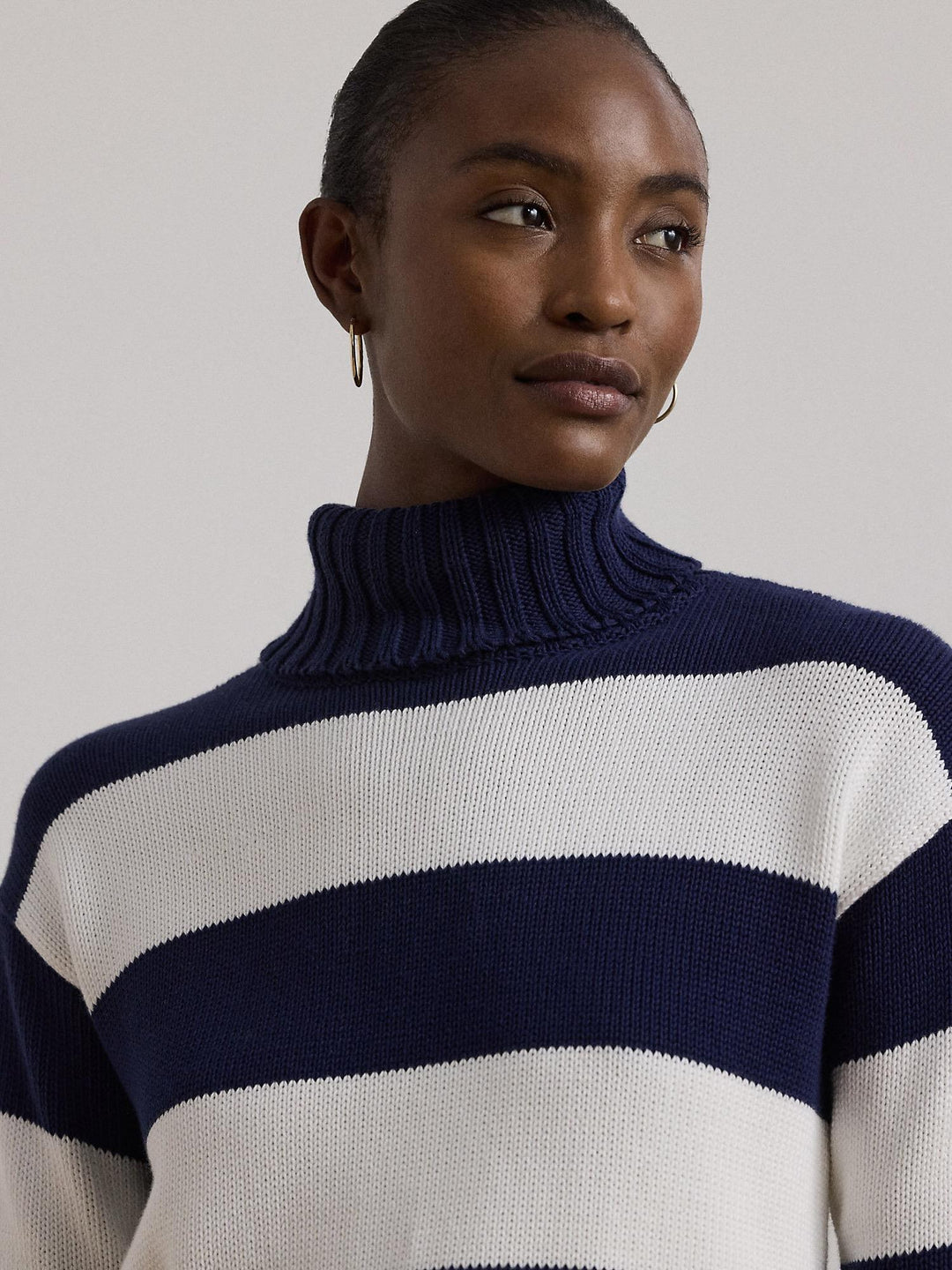 Striped cotton turtleneck