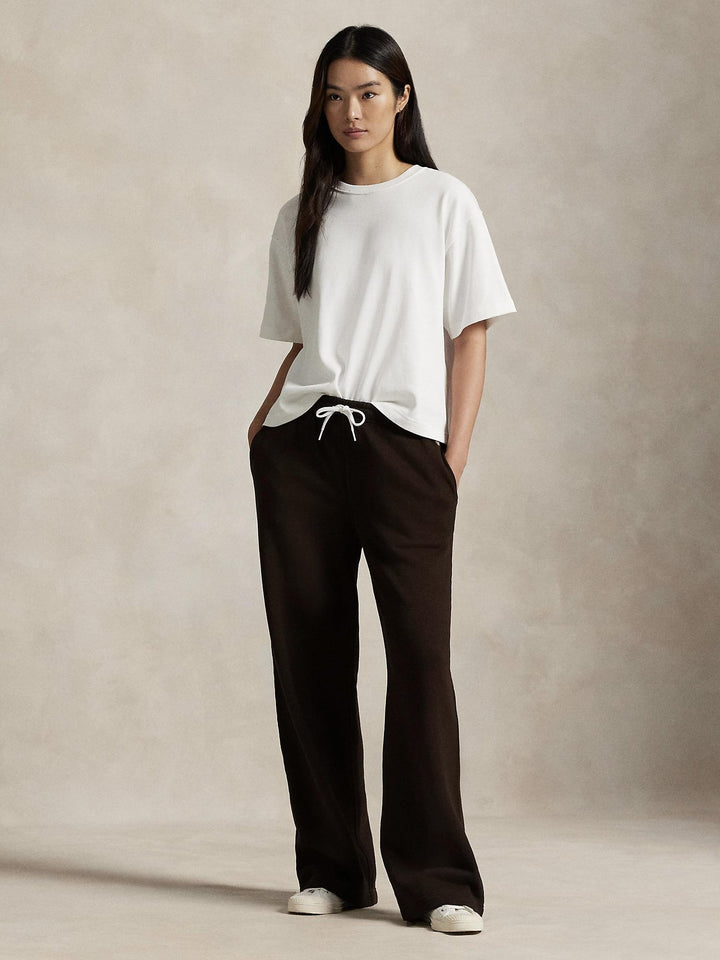 Drawstring Fleece Wide Leg Sweat Pant