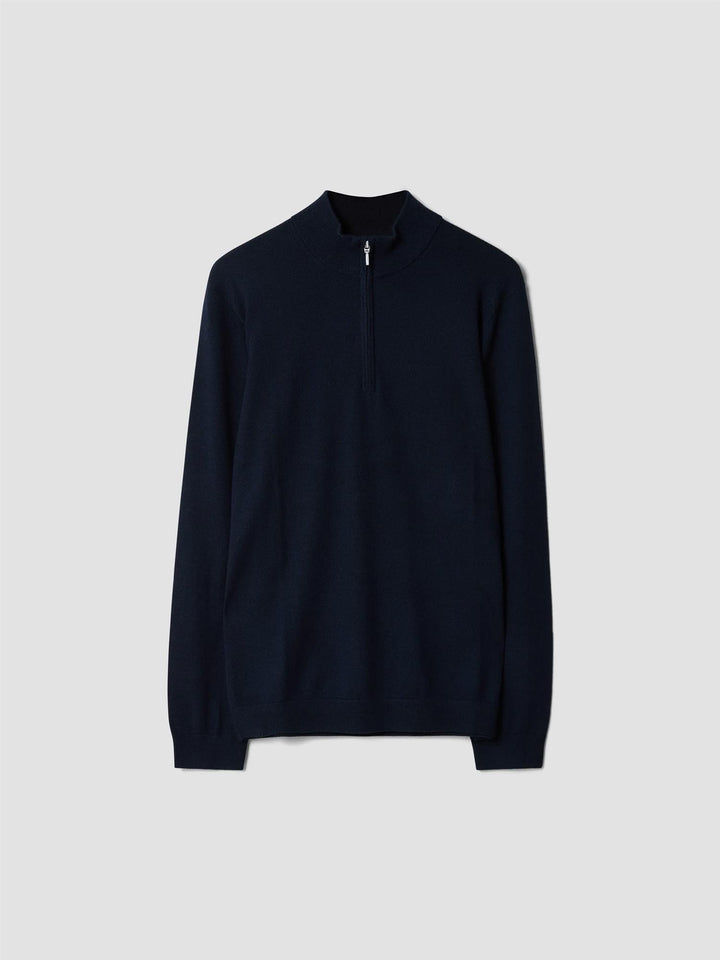 Berto merino zip genser