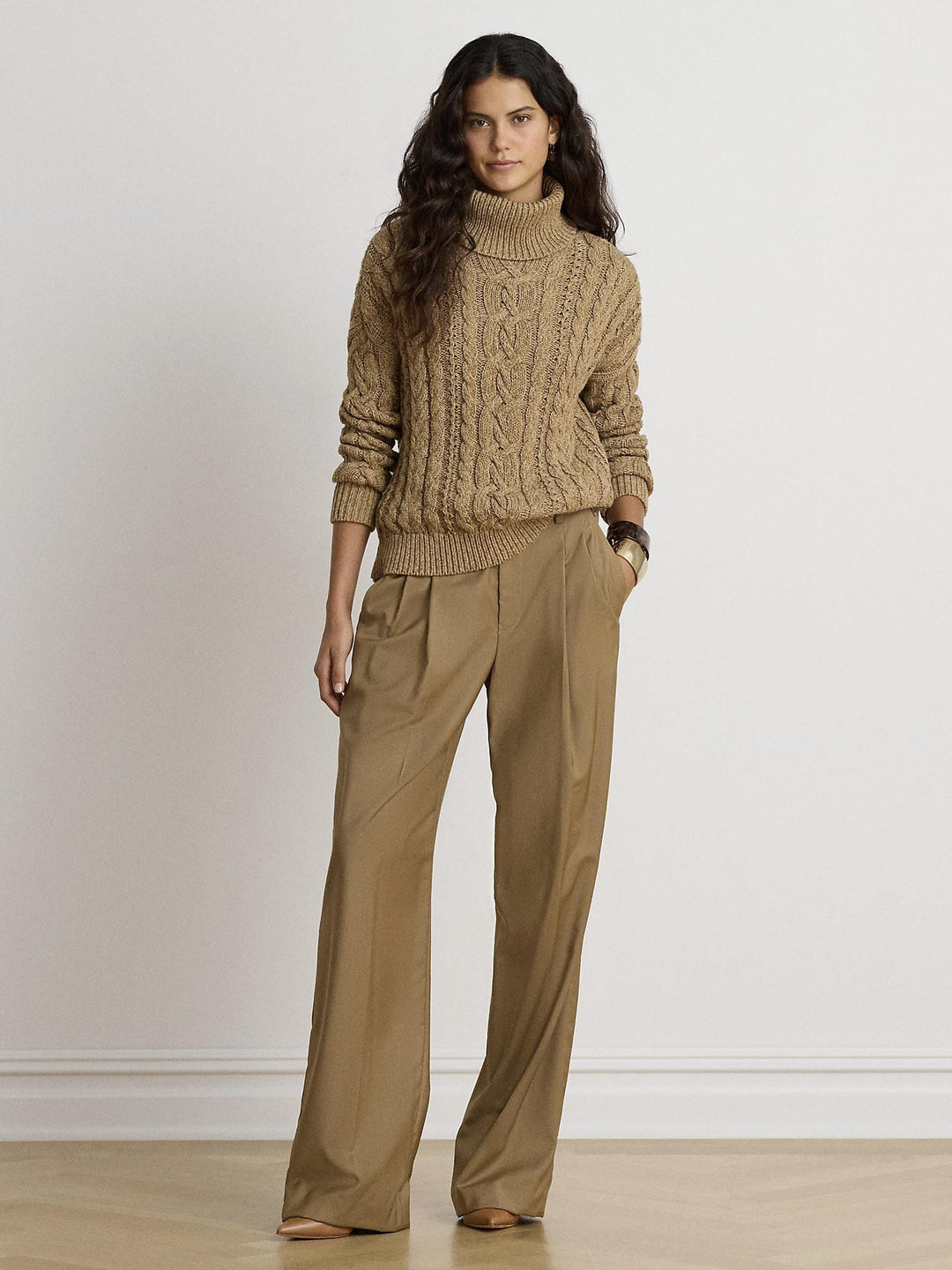 Marled cable knit sweater