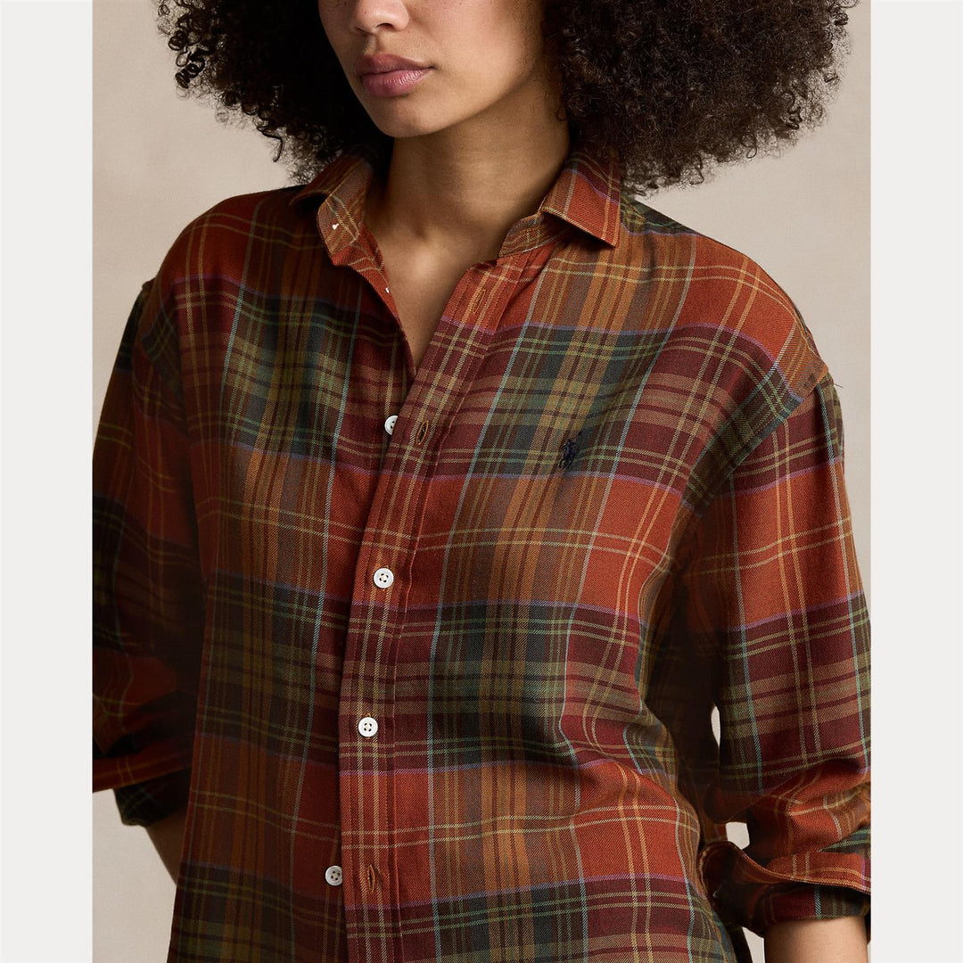 Relaxed fit plaid cotton shirt