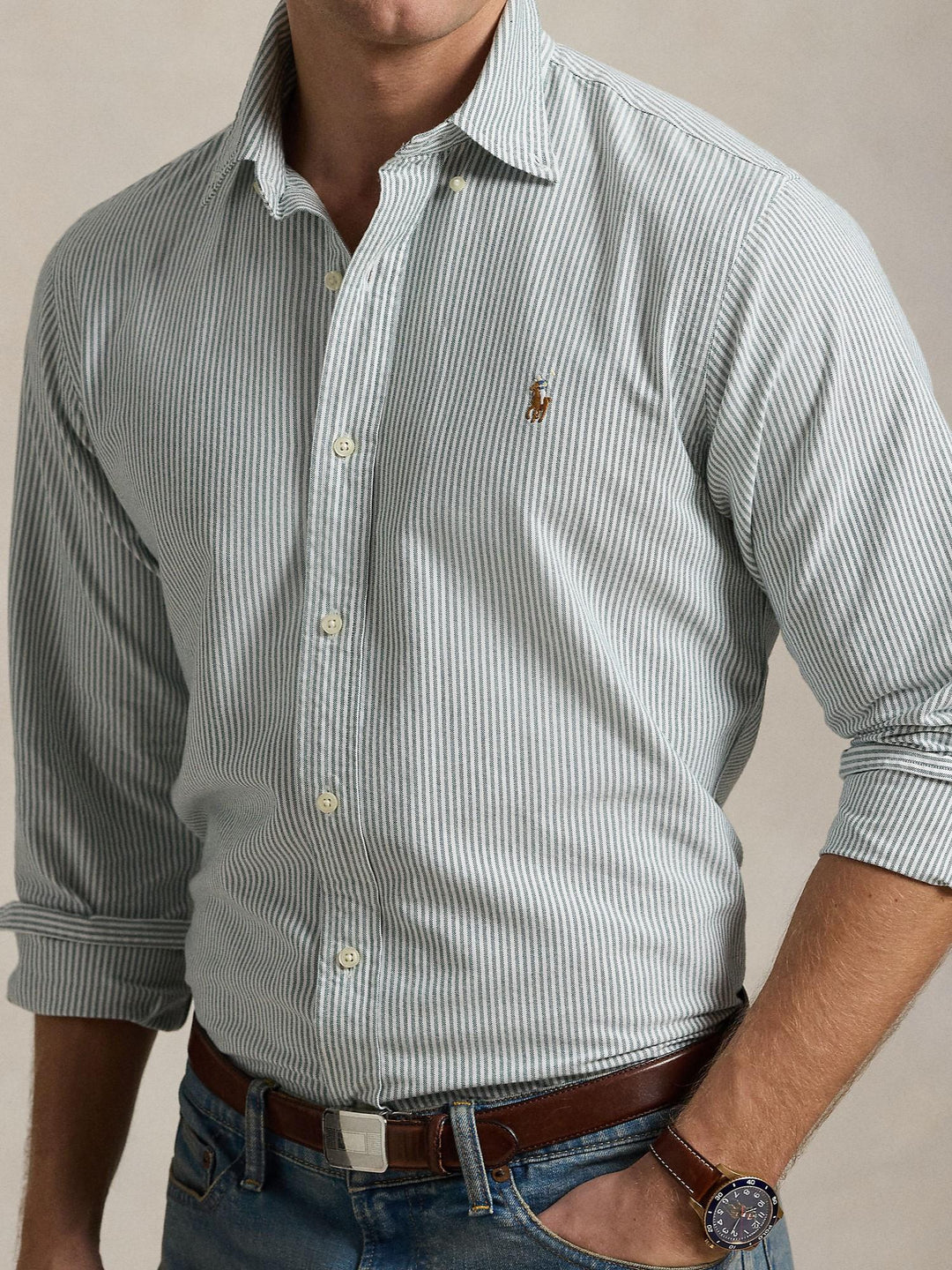 Custom Fit Stripe Oxford Shirt