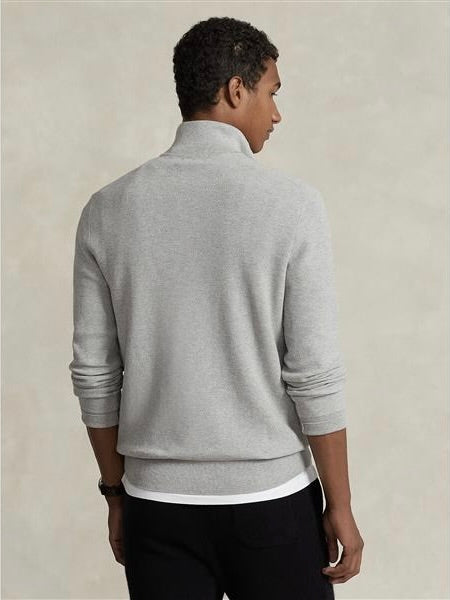 Mesh Knit Cotton Quarter Zip Sweater