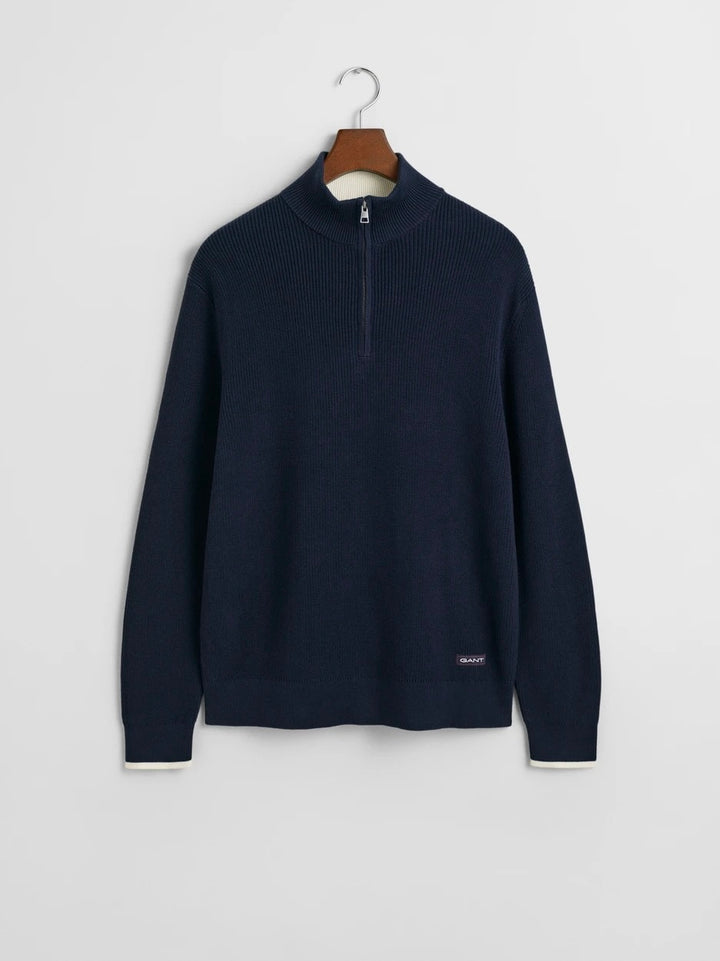 Ribbed Cotton Half Zip