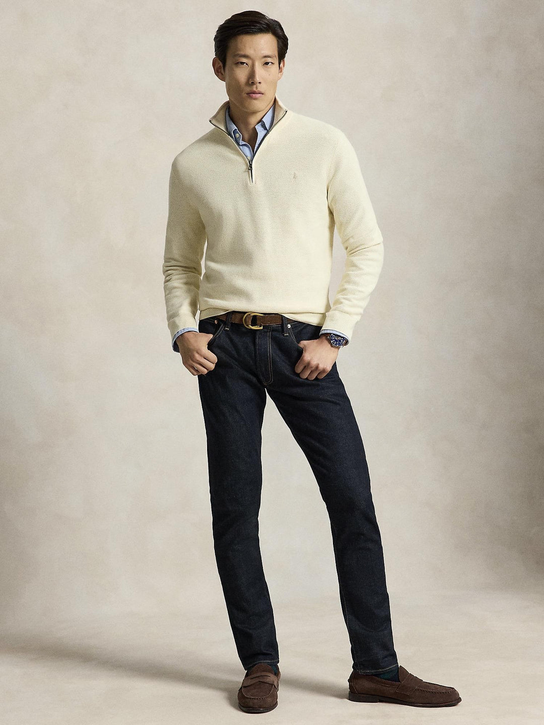 Cotton quarter zip sweater