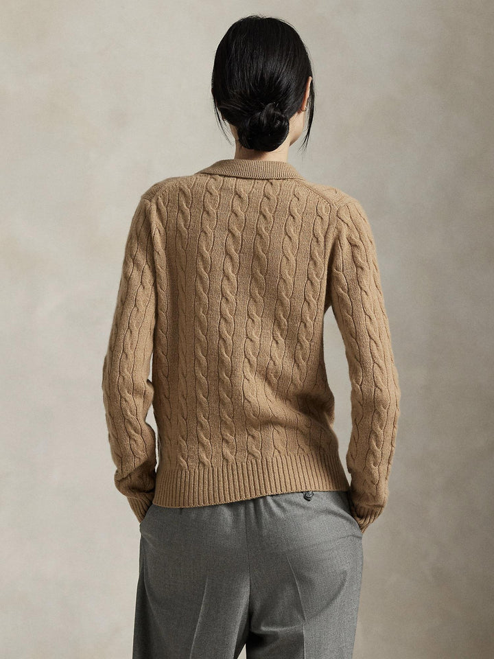 Wool cashmere polo sweater