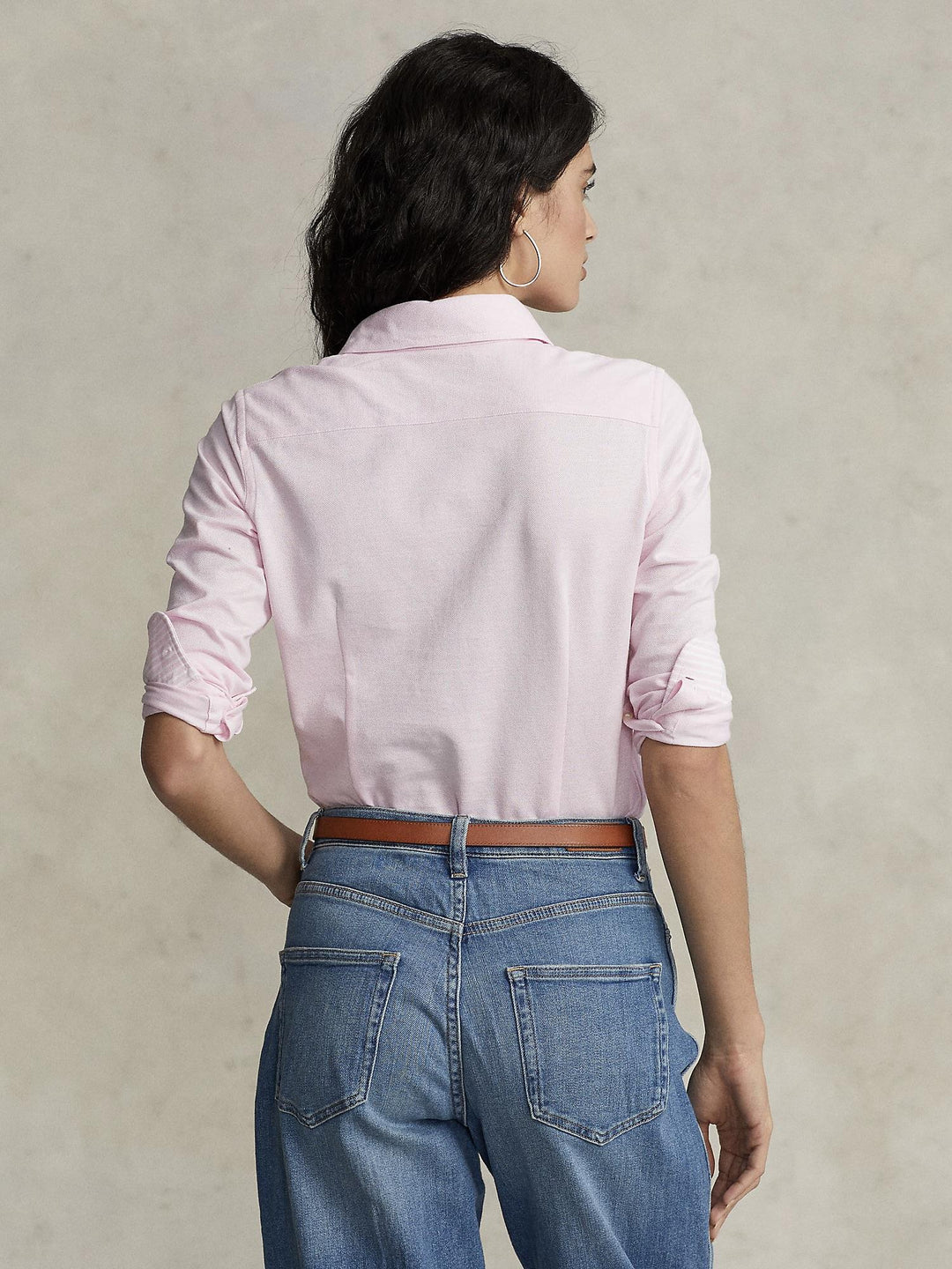 Slim fit knit cotton oxford shirt