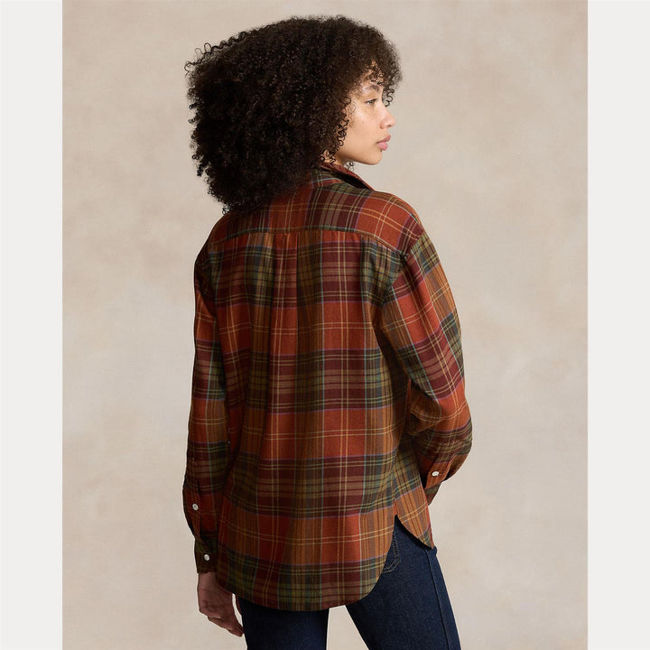 Relaxed fit plaid cotton shirt