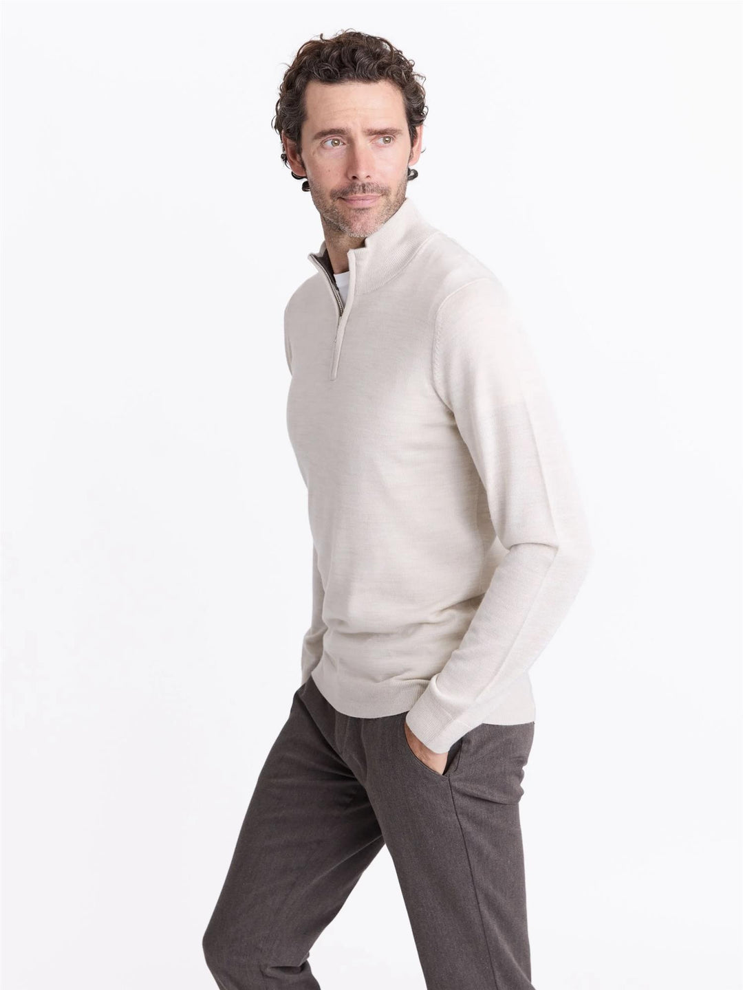 Berto merino zip genser