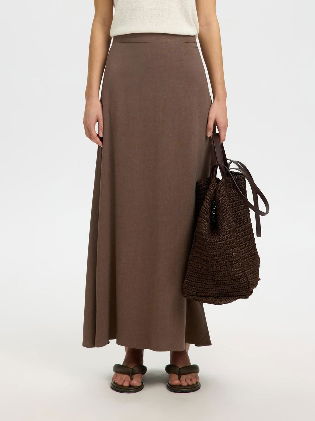 Slwviva Hw Ankle Linen Blend Skirt
