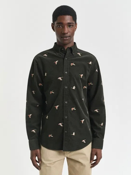 Embroidered cord shirt