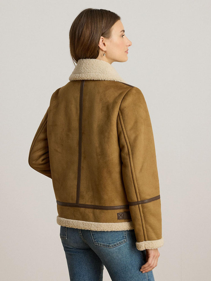 Buckle Trim Faux Suede Jacket
