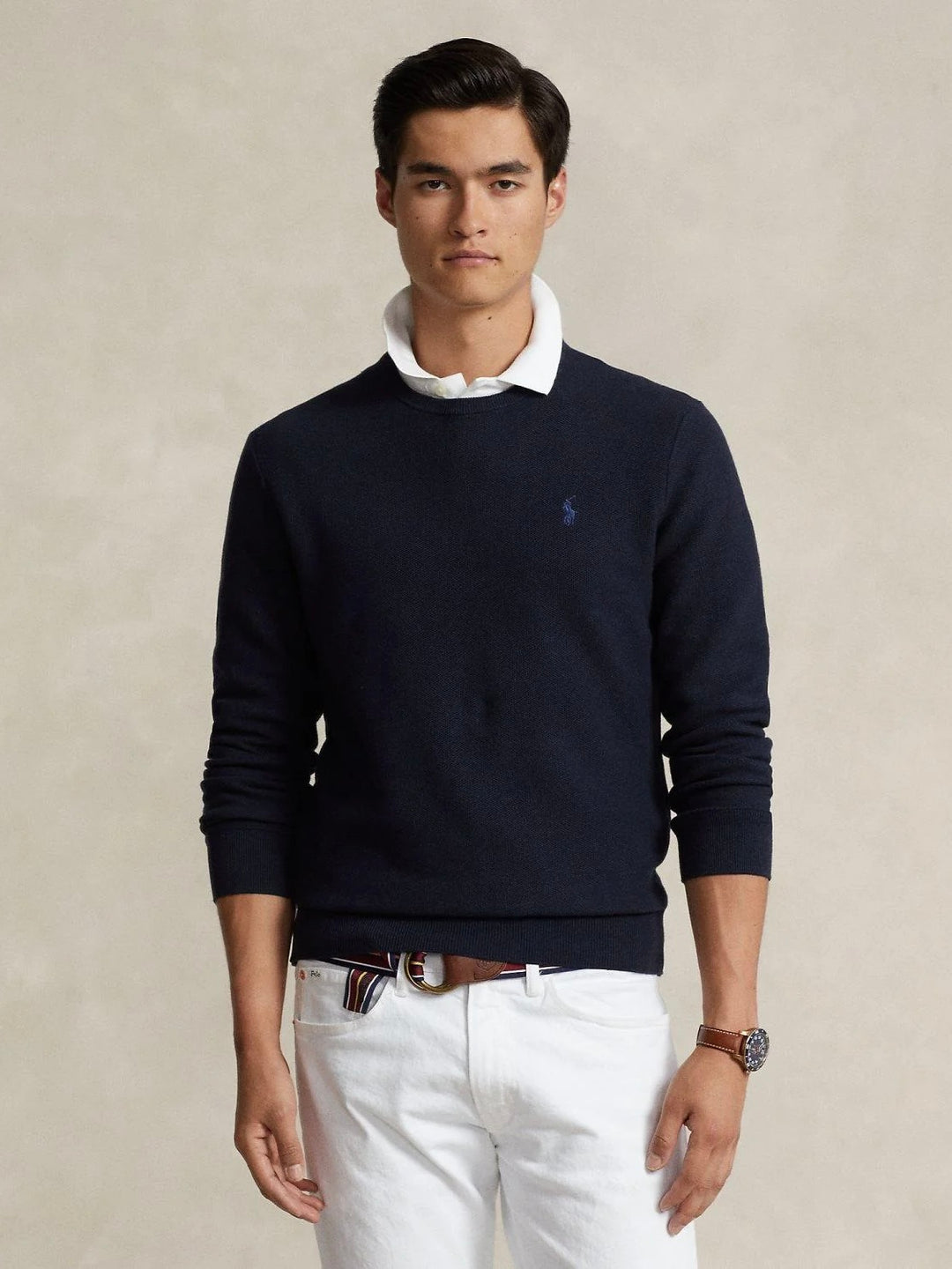 Textured cotton crewneck