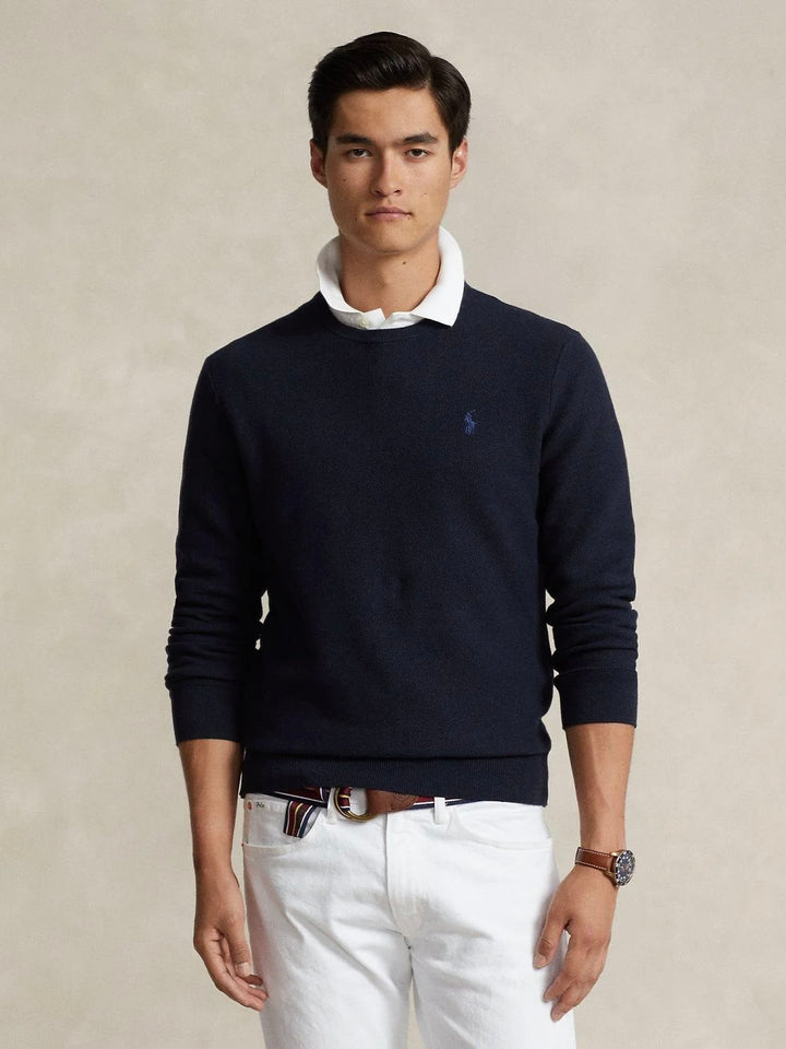 Textured cotton crewneck