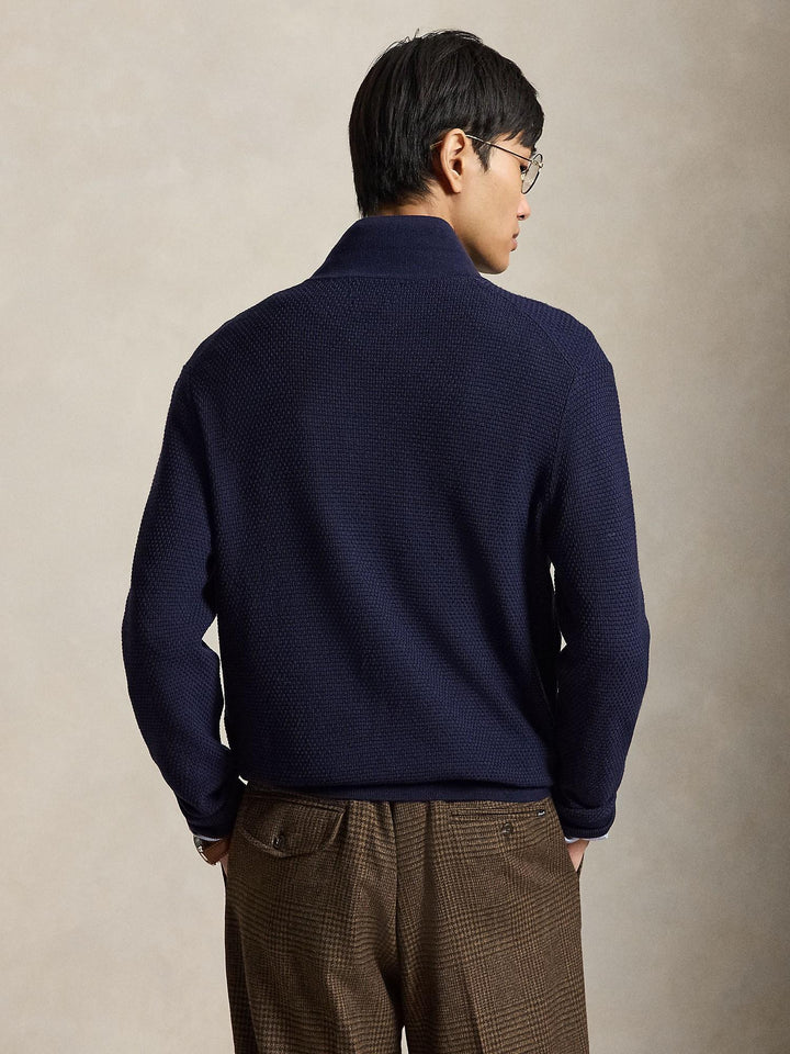 Washable Wool Polo-Collar Sweater