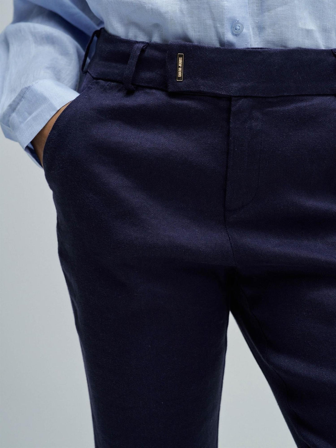 Chino flare linen trousers
