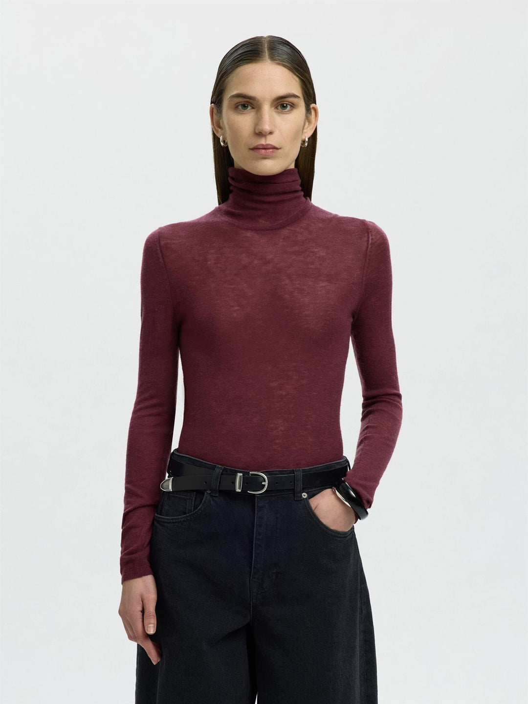 Slwvendy Wool Ls Knit Roll Neck Noos