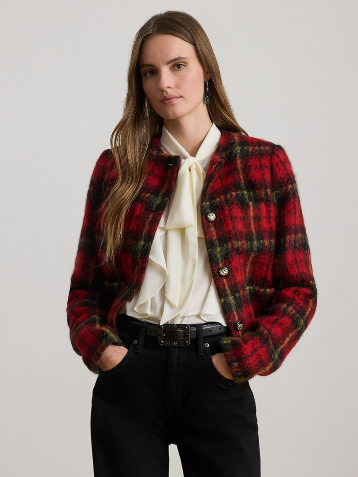 Plaid Mohair Cropped Jacket