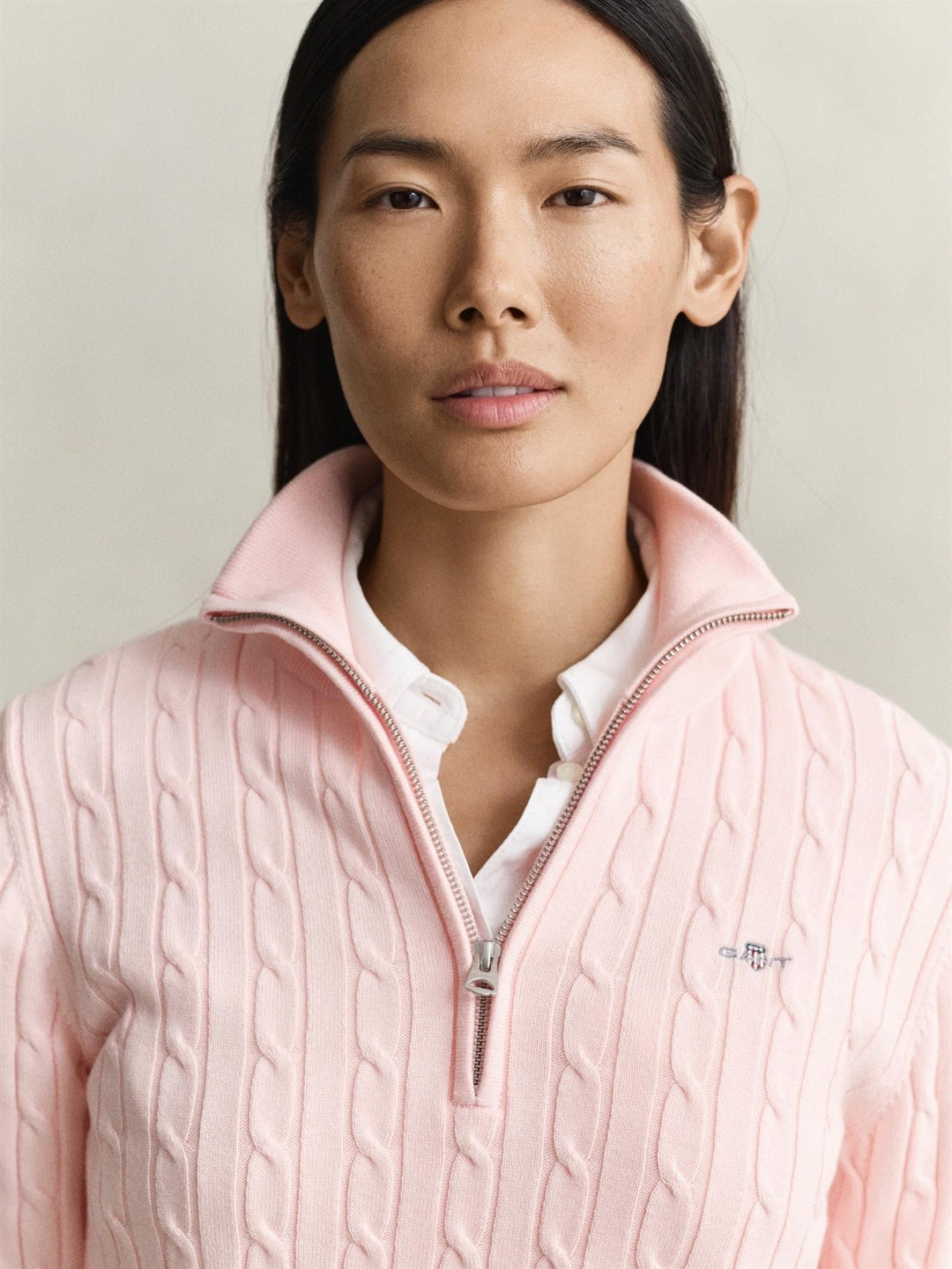 Stretch Cotton Cable Half-Zip