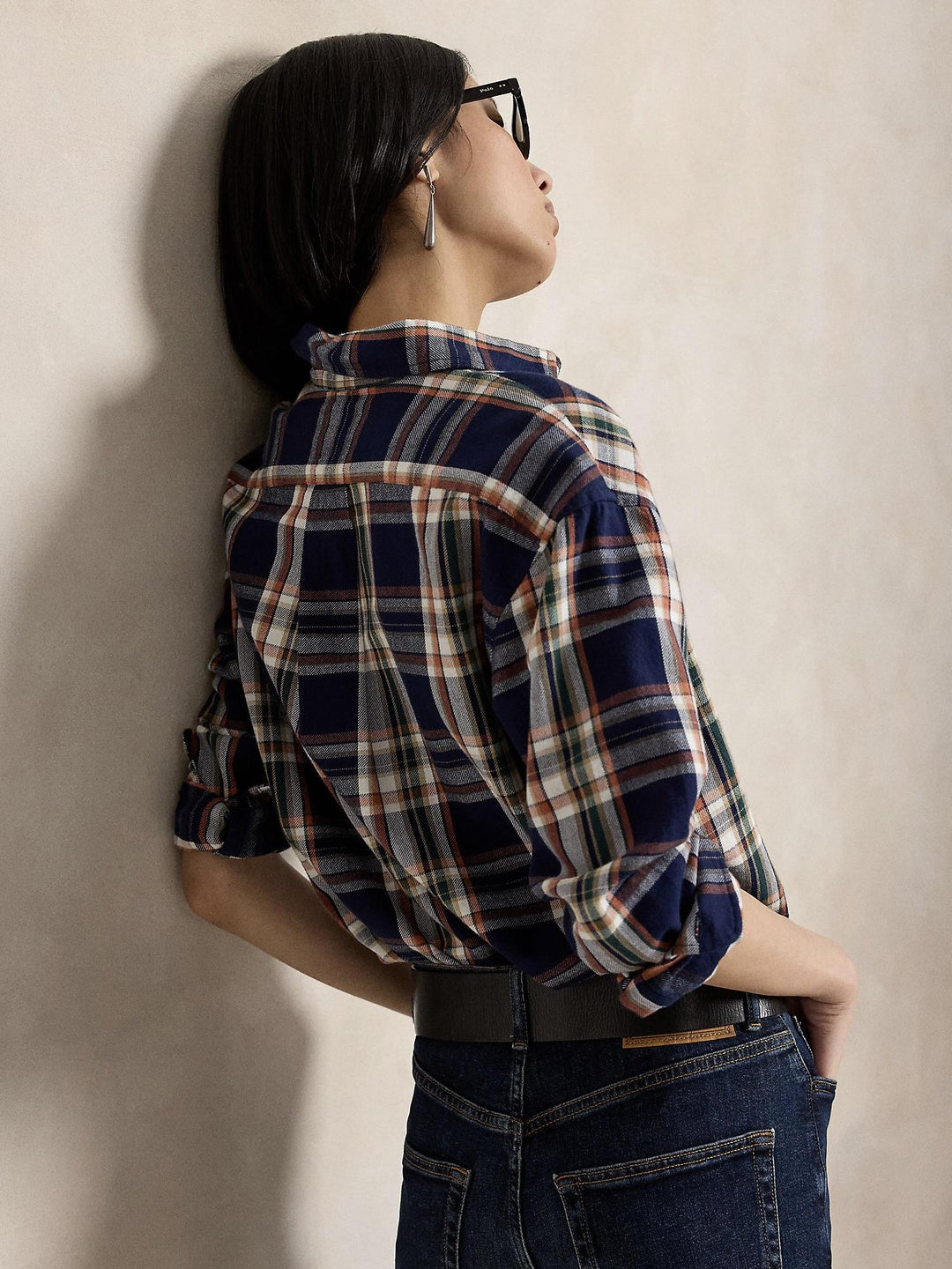 Relaxed fit plaid cotton shirt