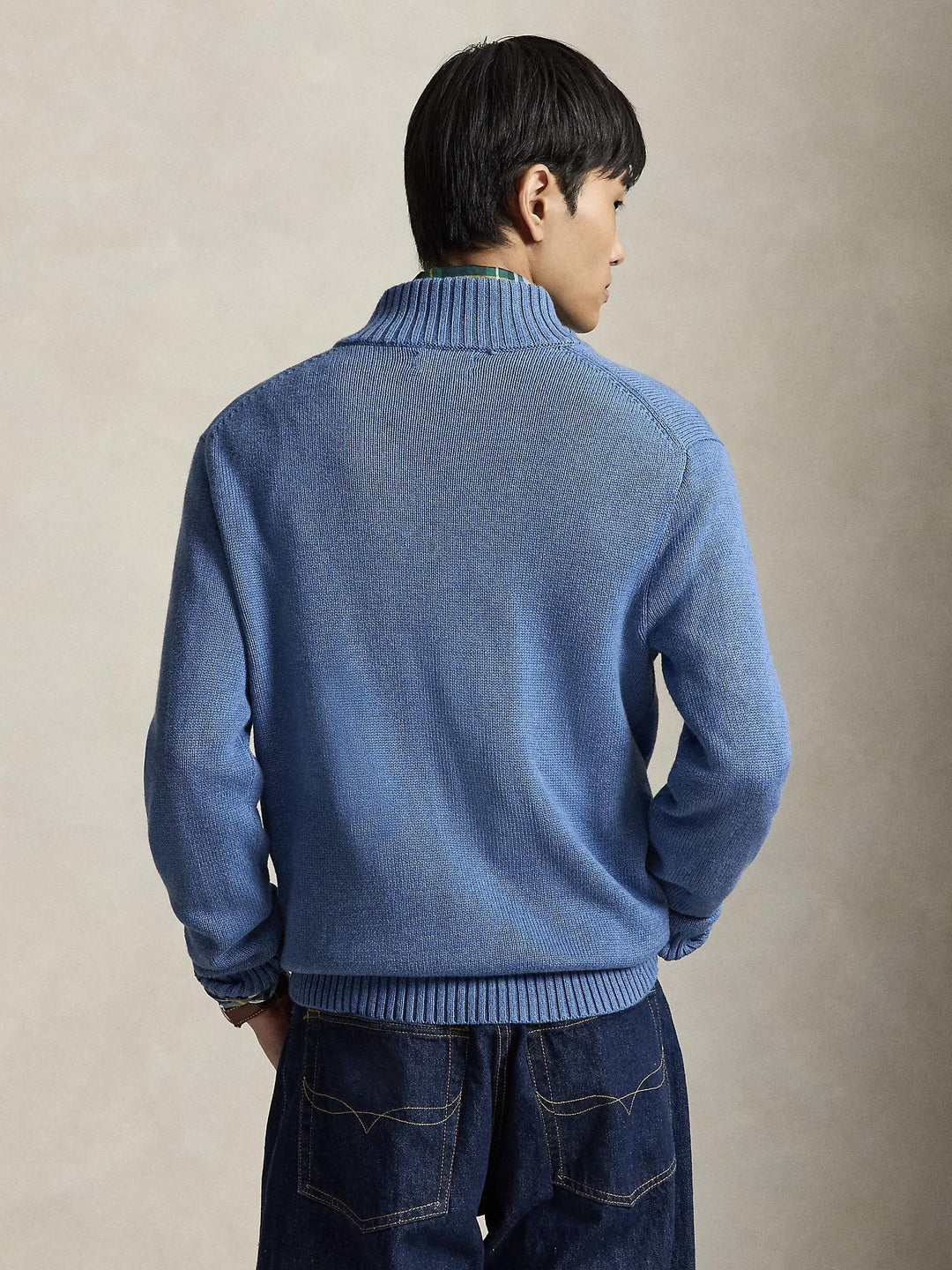 Cotton quarter zip mockneck