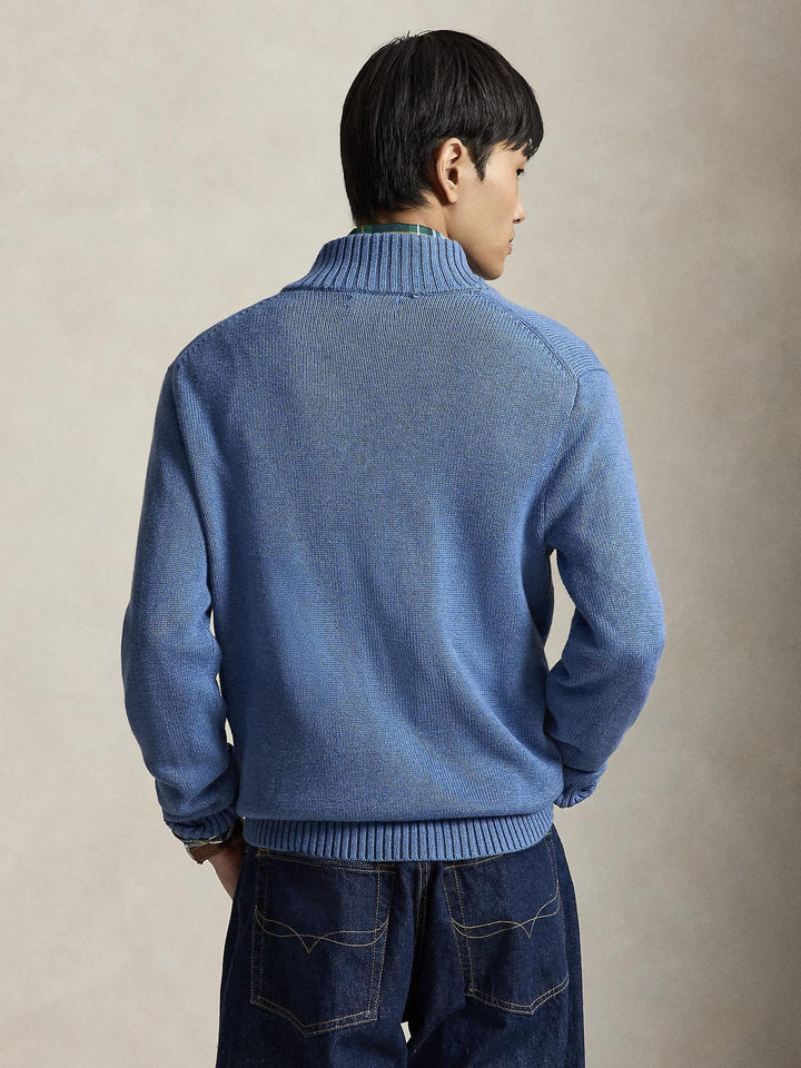 Cotton quarter zip mockneck