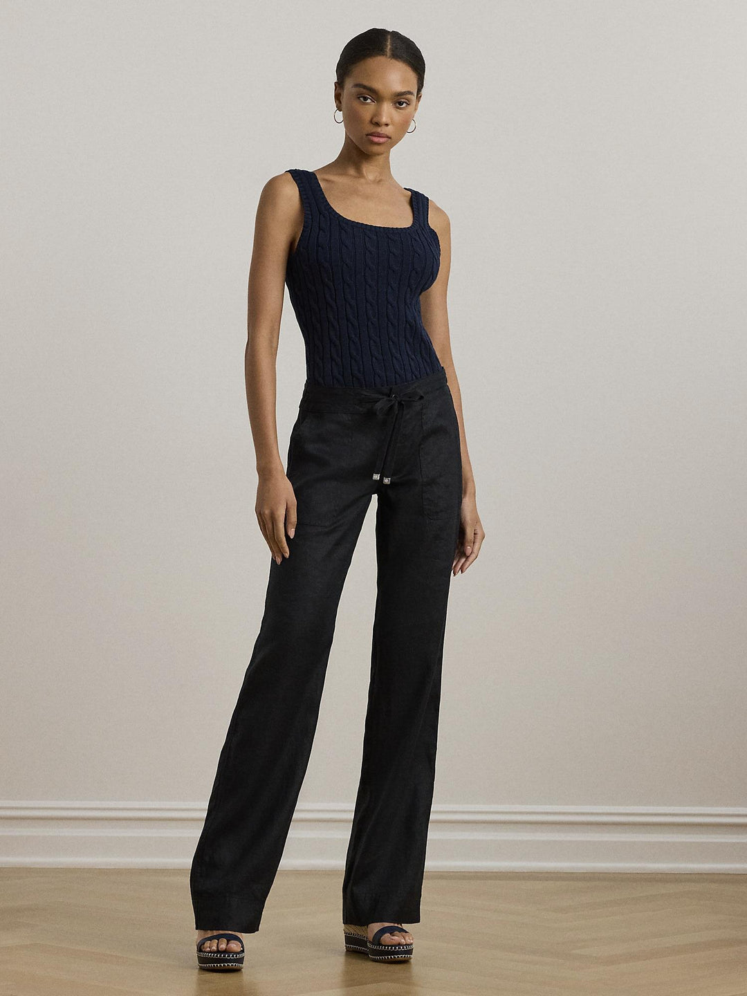 Wide leg linen pant