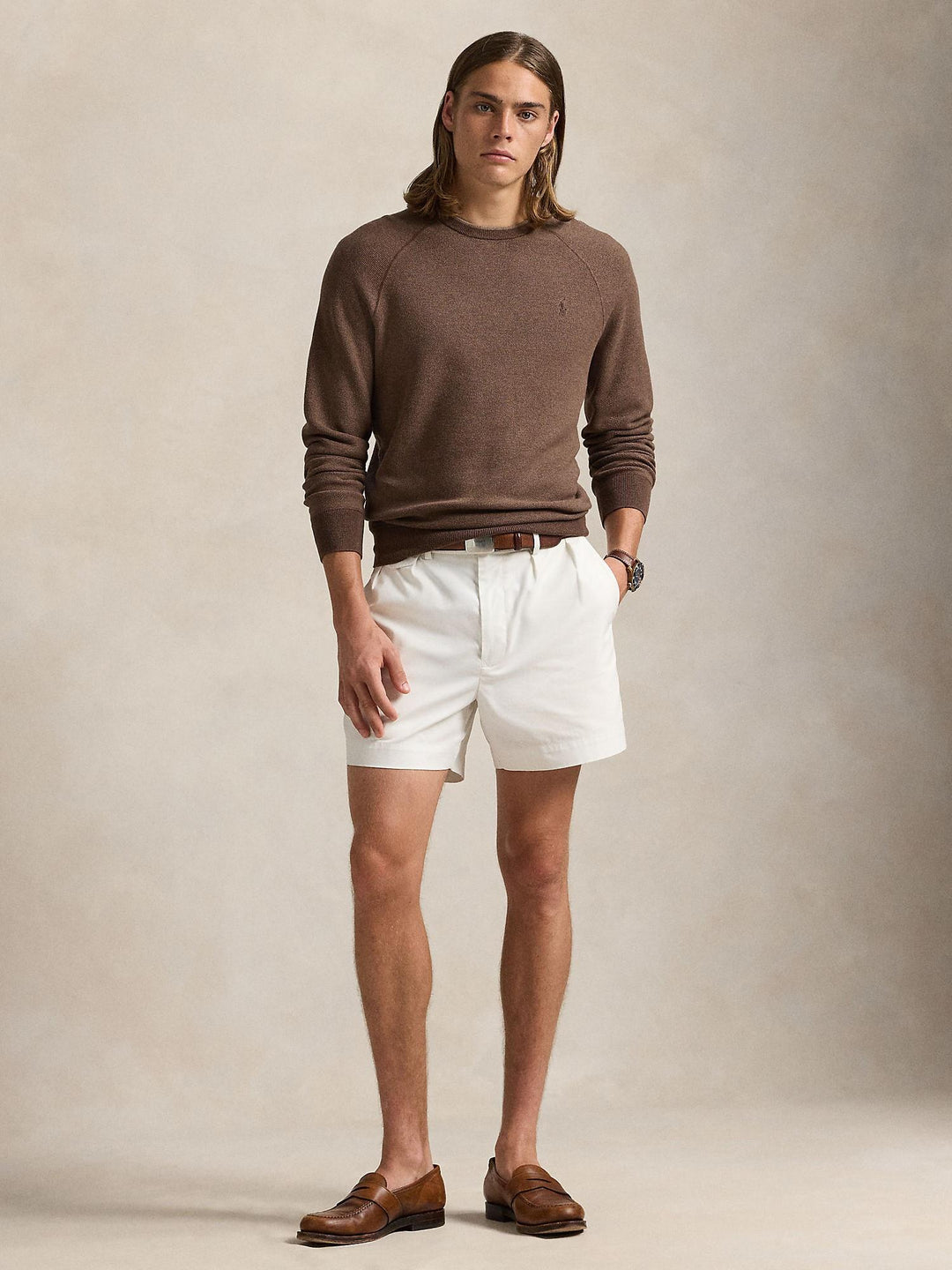 Textured Cotton Crewneck Sweater