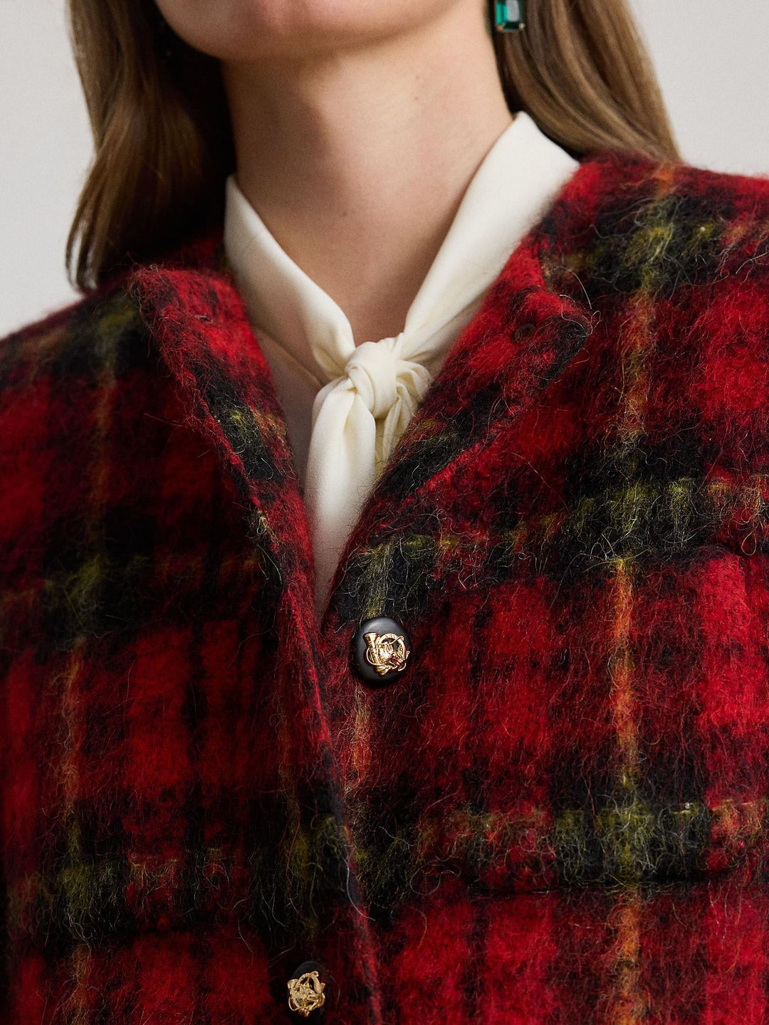 Plaid Mohair Cropped Jacket