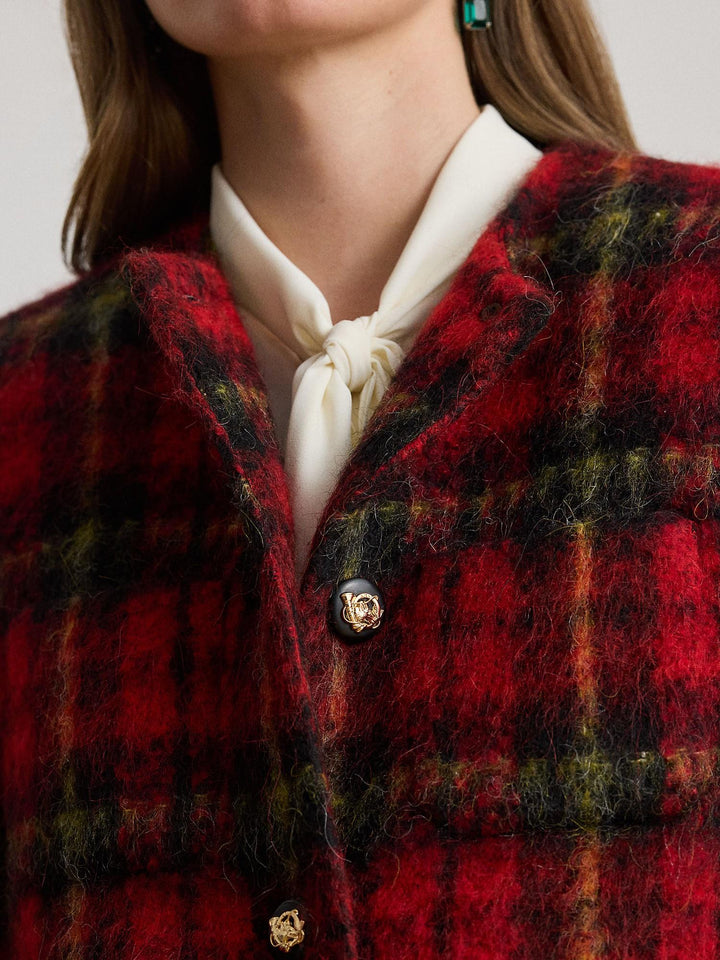 Plaid Mohair Cropped Jacket