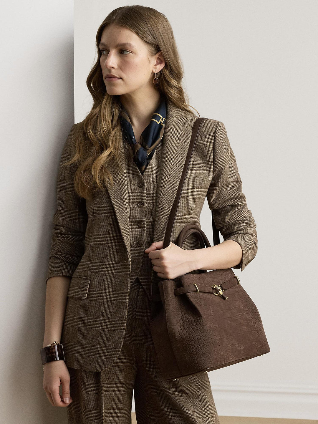 Embossed Nubuck Large Blaike Satchel