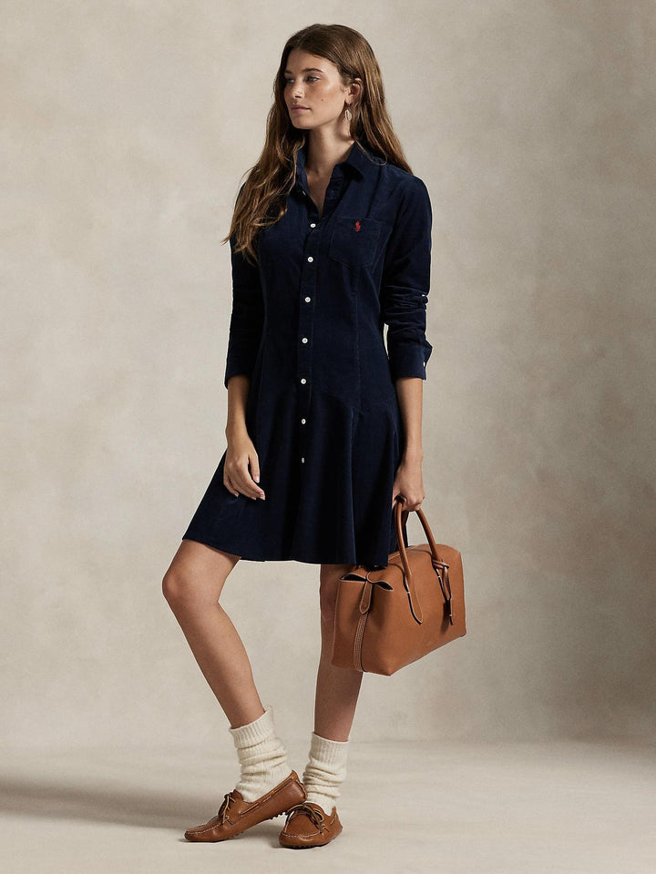 Corduroy A-line ShirtDress