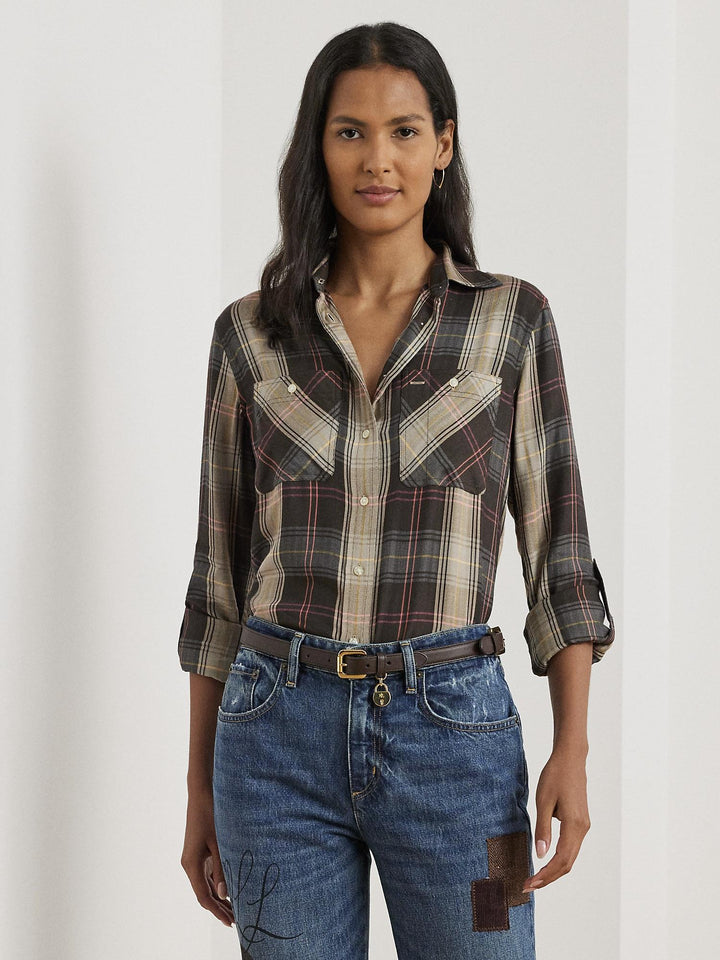 Relaxed fit plaid shirt