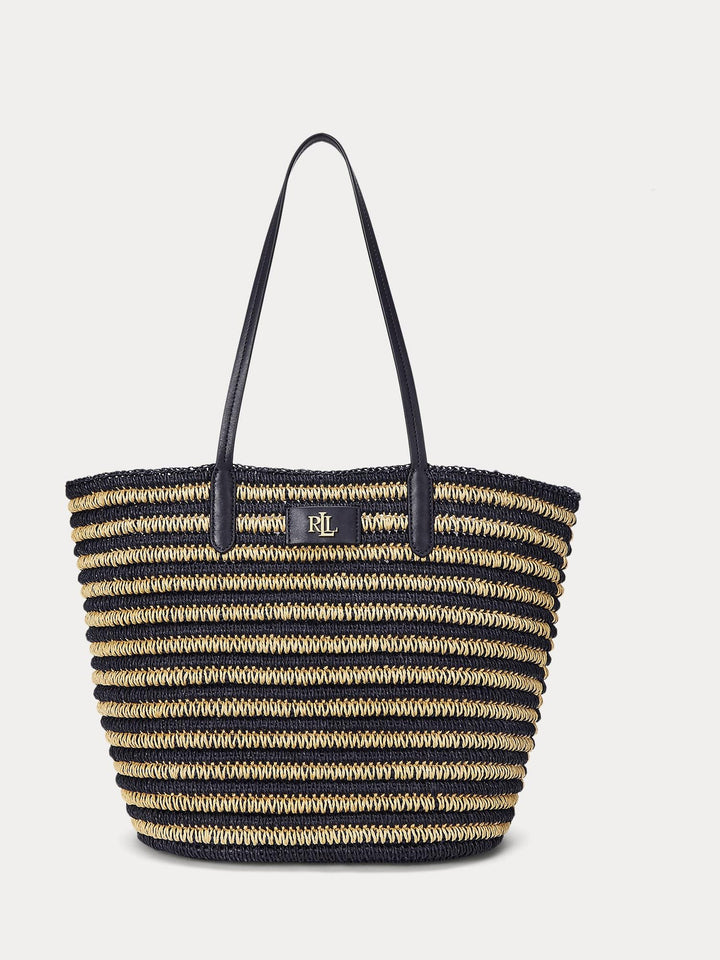 Striped straw tote bag