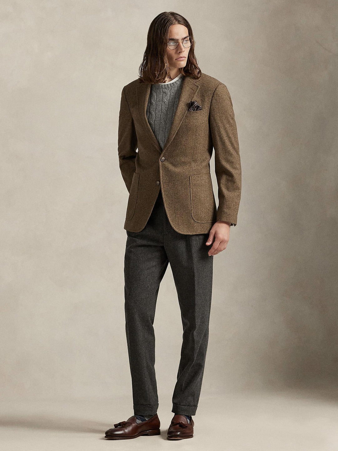 Modern fit herringbone coat