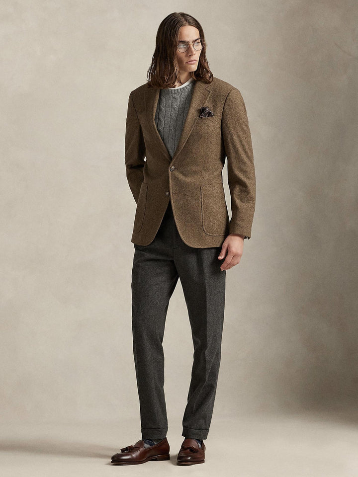Modern fit herringbone coat