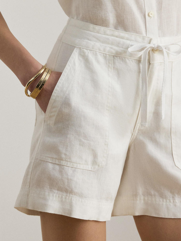 Linen wide leg shorts