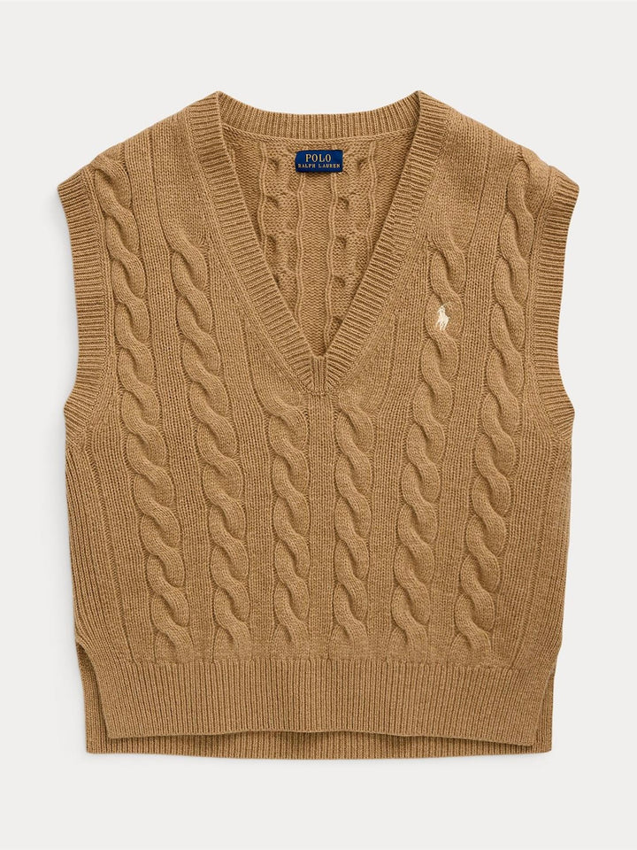 Cable knit cashmere vest